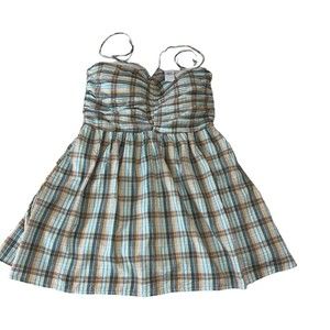 American Eagle Women's Multicolor Blue Plaid Mini Dress NEW W/TAGS XL Sleeveless